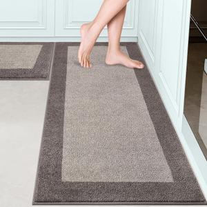 Machine Washable (24" x 36"+ 24" x 60"') Kitchen Rugs Set of 2, Non Slip Kitchen Mats for Floor, Absorbent Entrance Runner Rugs for Bedroom, Hallway, Bathroom, Door (Roll Packing)