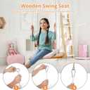 Wooden Tree Swing,Wooden Swing for Adults/Kids with 500lbs Load Capacity Waterproof Wooden Swing Seat Adjustable Hemp Rope Plus Tree Straps 100 inch for Indoor,Backyard,Garden,Playground (Flower)