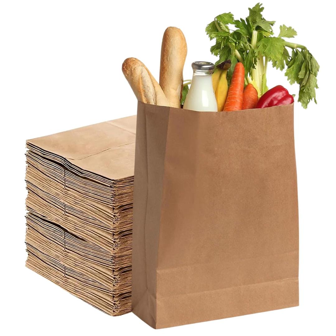 Perfect Stix 52lb Kraft Brown Paper Shopping Bags- Pack of 50ct, 57lb-pack of 50ct