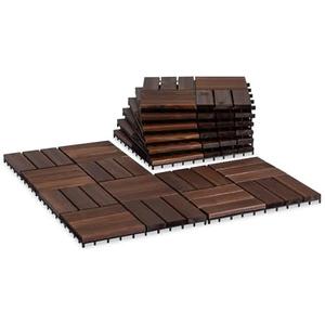 VICTORY RELAX Acacia Wood Patio Deck Tiles-9 Pcs 12 Slats Interlocking Decking Tiles for Patio Decor, Waterproof Indoor & Outdoor Use, Balcony Garden Decking Tile (11.81x11.81x0.94 inches) Brown