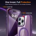 Designed for iPhone 15 Pro Max Case with 360 Rotatable Magnetic Ring Stand [Compatible Mag-Safe] [Military Grade Protection] Translucent Matte Phone Cases for Women Men 6.7'', Purple