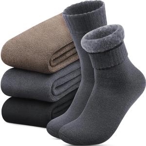 Reamphy 3 Pairs Thermal Socks for Men 6-13, Thick Warm Winter Outdoors Hiking Socks Mens