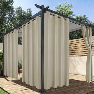 HolidayIdeas Outdoor Curtains for Patio Waterproof, 4 Panels - 54 x 84 Inch - Privacy Protection & Light Filtering Curtains Taupe Grommet Outside Curtains for Porch, Gazebo, Pergola, Backyard (54"W x 84"L (Pack of 4))