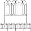5 Pack Garden Fence Animal Barrier, Black No Dig Rustproof Metal Fence, 10ft (L)24in (H) Decorative Garden Borders, for Dogs, Flower Bed, Patio, White