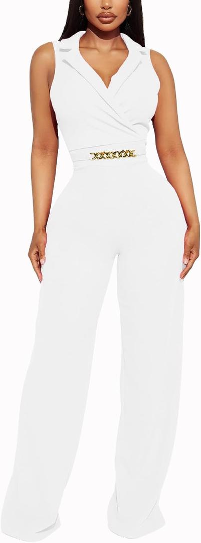 FairyLove Women's Strapless Tube Top Rompers Casual Off Shoulder Printed Sleeveless Belted Wide Leg Jumpsuit with Pockets, XXL