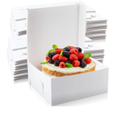 Ireer 50 Pack 14 x 10 x 4 Inch White Cake Boxes Cardboard Bakery Boxes for Pie Pastry Cookie