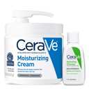 CeraVe Moisturizing Cream & Hydrating Facial Cleanser Skin Care Set, Combo Pack For Dry Skin Relief, Travel Essentials, 1oz Cleanser + 16oz Cream, Without Pump