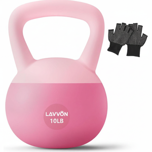Soft Kettlebell - Cushioned Impact-Resistant Base and Anti-Slip, Kettle bell Anti-Slip Grip Weight for Home Workouts, Safe Strength Training Kettlebells Sets for Women & Men, With Non-slip Gloves (Pink, 10 LB)