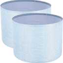 Lamp Shades Set of 2, Drum Lampshade for Table Lamps Floor Lamp, 13" Top X 13" Bottom X 10" High Blue Large Line Fabric Lamp Shades, Easy Assembly Replacement Lampshades