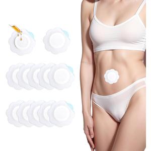 12PCS Disposable Castor Oil Pack Wrap for Belly Button  Highly Absorbent, Self-Adhesive Organic Cotton, No Wash, Anti-Leakage, Easy to Use,Flower Shape (Oil Not Included)