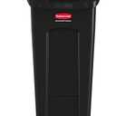 Rubbermaid Commercial Products Slim Jim Plastic Rectangular Trash/Garbage Can/Bin with Venting Channels, 16 GAL, Black, for Kitchens/Classrooms/Offices/Back of House