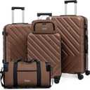 Eeeza Luggage Sets,5 Piece (20"/24"/28"/DB/TB) dark brown