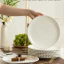 10.5" Ceramic Dinner Plates Set of 8, Catering Round Dining Plates, Large Salad Plate, White Porcelain Kitchen Plate for Pizza, Steak, Microwave and Dishwasher Safe