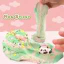 Cloud Slime Pink Green Big Jar 7OZ, Kids Slime Party Favors, Non Sticky Scented Putty with Cute Flower Slices, Sensory Toys for Stress Relief, Christmas Stocking Stuffers for Girls Boys