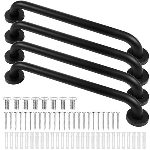 Tatuo 4 Pack Showers Grab Bars for Bathtubs 304 Stainless Steel Bathroom Safety Handrails Anti Slip Handles Grab Bars for Elderly, Senior, Pregnant (Black,20 Inch)