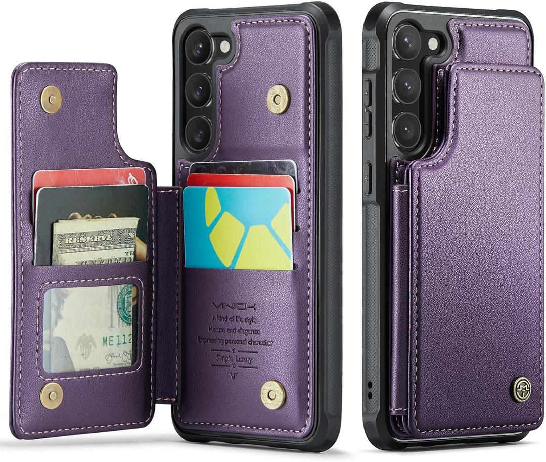 Vinich for Samsung Galaxy S23 Plus Wallet Case with Card Holder, RFID Blocking Credit Slots Kickstand Shockproof Phone Cover Fit for Galaxy S23 Plus 6.6" Purple