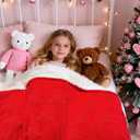 50x60 Inches Sherpa Christmas Blanket for Holiday Home Decor, Red Xmas Tree Jacquard Soft Flannel Fleece Throw Blanket for Bed Couch Sofa, Christmas Decor Gifts for Women Men Teen Family Friends