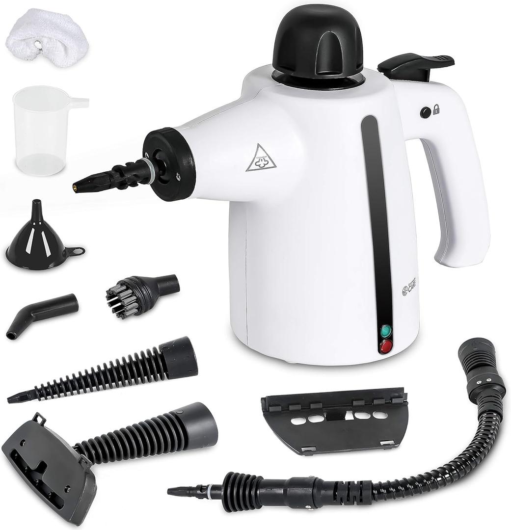 Handheld Steam Cleaner, 9-Piece Accessory Set, White, Steamer for Cleaning, Couch Cleaner, Steam Cleaner Carpet and Upholstery