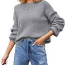 Xzeit Sweaters for Women Solid Color Fall Winter Fashion Pullover Tops Chunky Knit Loose Fit Sweater Long Sleeve Jumper Gray XL