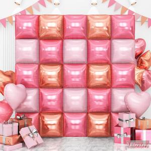 Pink Rose Gold Double Sided Square Foil Balloons Wall, Pastel Light Pink Foil Balloons Tunnel Arch Kit for Girls Boho Birthday Wedding Decorations Supplies Bridal Baby Shower