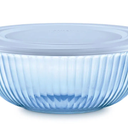 Pyrex Colors Tinted Large Glass Mixing Bowls With Lids, Nesting Space Saving Set of Bowls For Prepping and Baking, 4.5QT