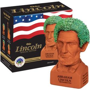 Chia Pet Abraham Lincoln with Seed Pack, Decorative Pottery Planter, Easy to Do and Fun to Grow, Novelty Gift, Perfect for Any Occasion