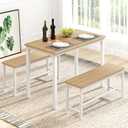Rovibek 43" Dining Table, Modern Space Saving Kitchen Table, Wooden Industrial Style Farmhouse, White