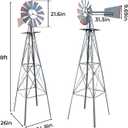 Outvita 8FT Gray Metal Ornamental Windmill Weather Vane