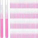 Patelai 100 Pieces Braces Brush for Cleaner Interdental Brush Toothpick Dental Tooth Flossing Head Oral Dental Hygiene Flosser Toothpick Cleaners Tooth Cleaning Tool (Pink,0.39"x0.08") (1 Count (Pack of 1))