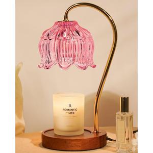 Funistree Pink Candle Warmer Lamp with Timer, Dimmable Candle Lamp Warmer, Birthday Gift Idea for Women, Mom Who Has Everything, House Warming for New Home, Lotus Wax Melt Warmer for Jar Candles