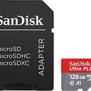 SanDisk - Ultra Plus 128GB microSDXC UHS-I Memory Card - 130MB/s, C10, U1, Full HD, A1, Micro SD Card - SDSQUA4-128G-GN6MA