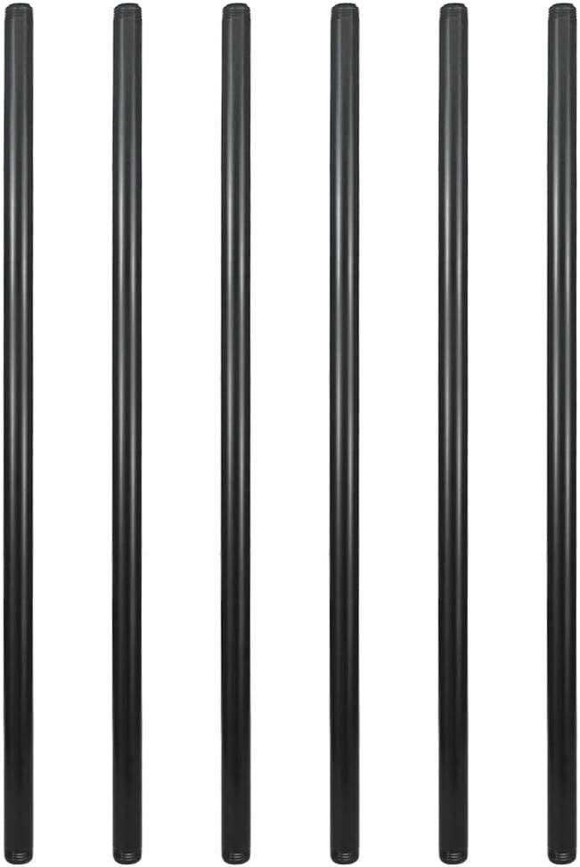 GeilSpace 6 Pack 1/2"  36" Pre-Cut Black Metal Pipe, Industrial Steel Fits Standard Half Inch Black Threaded Pipes and Fittings - Vintage DIY Industrial Shelving (1/2"  36", Black)