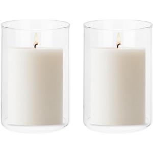 uxcell Hurricane Candle Holder (H:4.7" OD:3.4"), Pillar Floating Candles Holder Clear Glass Cylinder Flower Vases for Table Centerpiece Wedding Party Home Decoration 2Pcs