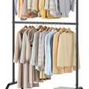 Clothes Rack Double Hanging Clothes Rack Clothing Rack Garment Rack 130LBS Capacity 34.5" W X15.8 D X 79" H Rolling Clothes Racks for Hanging Cothes with Bottom Shelf