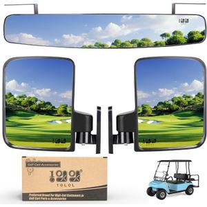 10L0L Golf Cart Mirrors Contains Folding Side Mirrors and Rear View Mirror Universal for Yamaha Club Car DS Precedent/EZGO TXT RXV