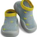 Baby Shoes Boys Girls First Walking Shoes Non Slip Soft Sole Sneakers Toddler Infant Babygirl Sock Shoes (Gray)