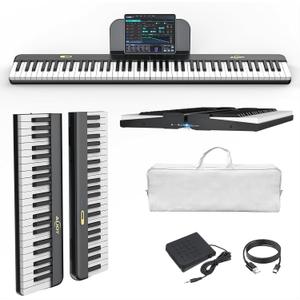 AiJoy 88 Keys Piano Keyboard with Magnetic Connection, ASP-10M Detachable Electric Piano for Beginners, Portable Digital Piano for Travel with Sensitive Keys, MIDI Support, Carry Bag, Full