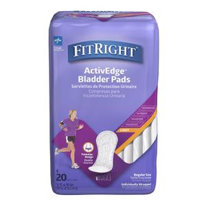 FitRight Incontinence Bladder Control Pads, Light Absorbency, 3.5" x 9", 20 Count (Pack of 12)