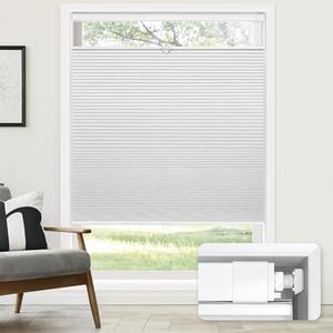 LazBlinds No Tools No Drill Cordless Cellular Shades, Top Down Bottom Up (TDBU) Honeycomb Shades for Home, Blackout Light Blocking Thermal Insulation Blinds for Windows, 31" W x 64" H, White