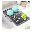 Dish Drying Mat Kitchen Counter - Silicone Dish Drying Pad with Built-in Drain for Sink, Refrigerator and Drawer Liner, Easy Clean, Non-Slip, Heat Resistant, 14.8" x 10.7"