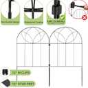 Small Garden Fence Animal Barrier, Decorative Garden Fence 24in(H) x 6ft(L), 6 PCS Rustproof Metal Fences Panel, Arch Black No Dig Fences, Rabbit and Dog Border Fencing for Flower Bed, Patio