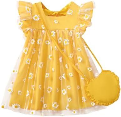 Kucnuzki Baby Girl Clothes Toddler Girls Summer Fairy Tulle Dress Ruffle Fly Sleeve Casual Sundress Cute Outfit for Kids 12-18