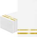100 Pcs White and Gold Napkins - Gold Paper Napkins Disposable - Premium Quality Gold Dinner Napkins for Bathroom Kitchen Wedding Birthday Anniversary Party