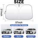 Car Windshield Sun Shade Comes with Storage Bag,Protecting The Rearview Mirror, Maximum UV Rays and Sun Heat ProtectionKeep Car Interior CoolUPF50+ (57"*31")