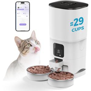 PAPIFEED Automatic Cat Feeder 2 Cats, 2.4G WiFi Cat Food Dispenser with App, 7L Timed Cat Feeder for Dry Food, 10 Meals/Day, 12 Portions/Meal, Smart Pet Feeder for Small Dog, White