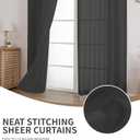 CUCRAF Grey Sheer Curtains 90 Inches Long 2 Panels Set, Semi Sheer Rod Pocket Window Treatment Voile Drapes for Living Room Bedroom(37''W x 90''L, Grey)