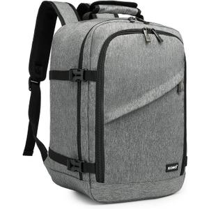Kono Carry on Backpack, 16" Airplane Approved Under Seat Travel Backpack for Men and Women, Waterproof Lightweight Daypack for Flight 20L, Grey, Small