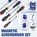 WORKPRO Magnetic Screwdriver Set 12-Piece, Go-Thru Screw Driver Set Kit with Wall Mount Rack, Includes Slotted & Phillips Screwdrivers, Magnetic Screwdriver with Magnetizer Demagnetizer Tools