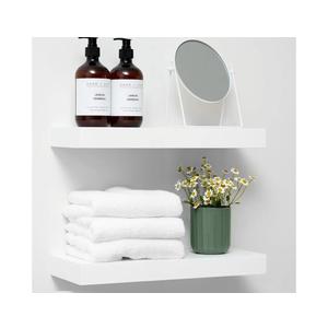 Homeforia White Floating Shelf 18 inch, High End Solid Real Wood 18inch Bathroom Floating Shelves for Wall Mounted, White Wooden 18in Floating Shelves, Heavy Duty Bracket, 18 X 6.5 X 1.75 in, Set of 2