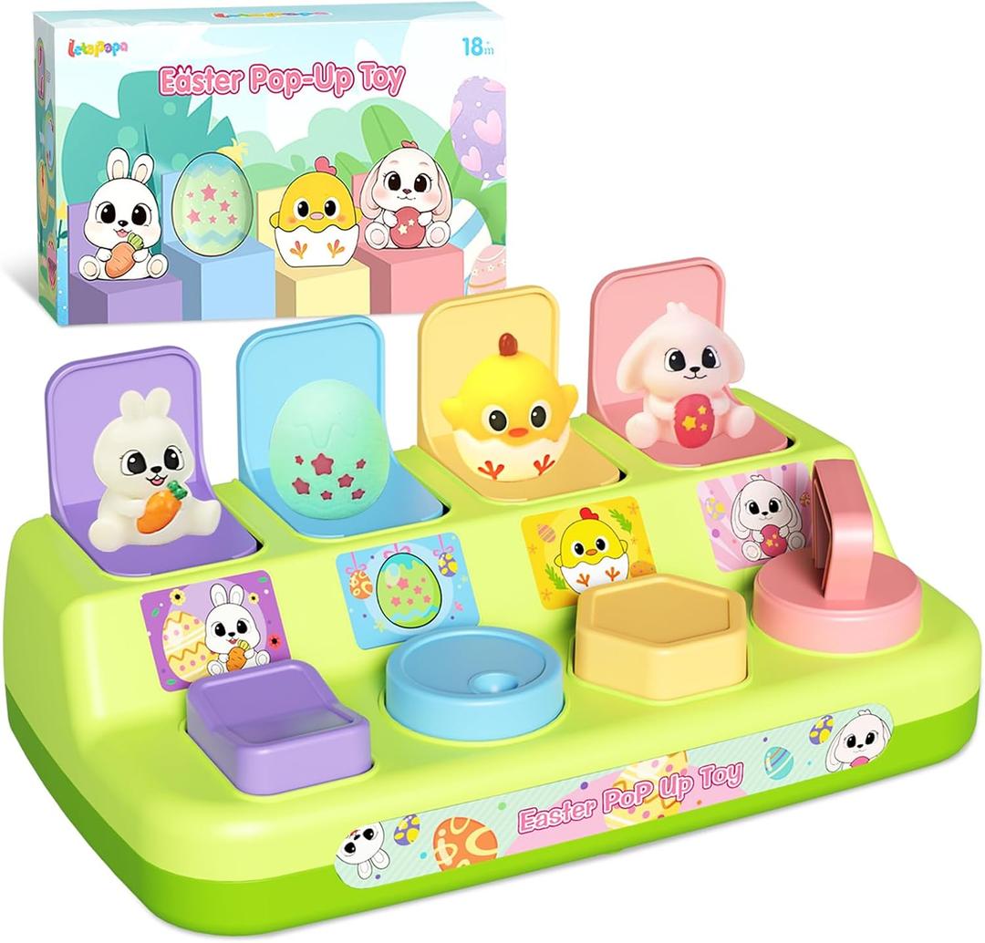 Letapapa Interactive Pop Up Toys for Toddlers, Toddler Easter Toys Easter Basket Stuffers, Montessori Cause and Effect Toy Gifts for Baby Early Learning, Baby Toys for Boys Girls Age18 Months+